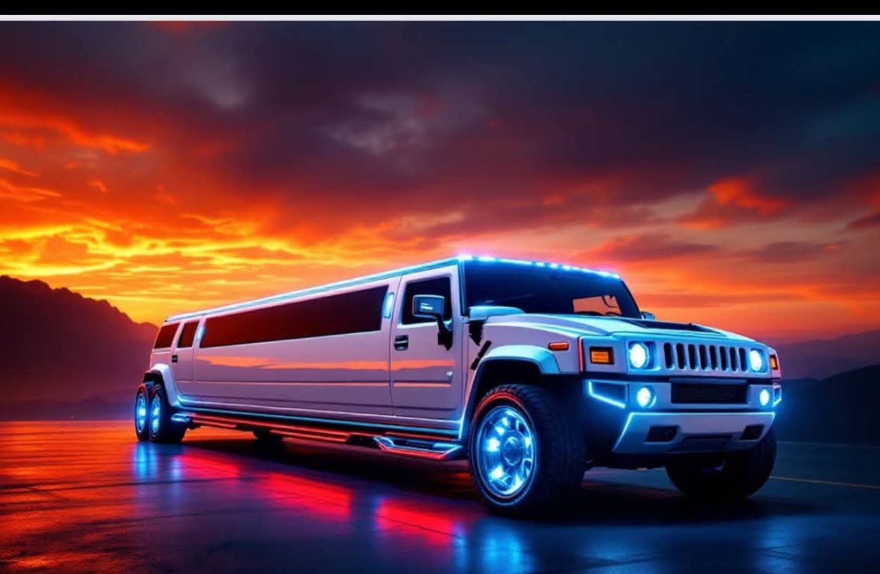Nine-metre white Hummer H2 limousine